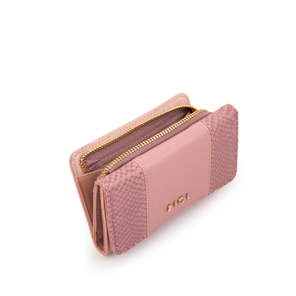 Billetera con cierre exterior blur mediana rosa viejo