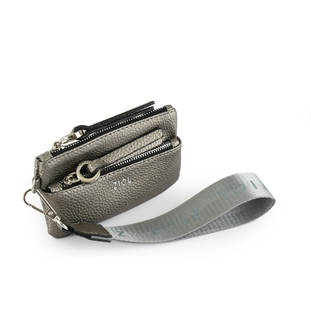 Monedero rectangular pequeña vayk plateado oscuro