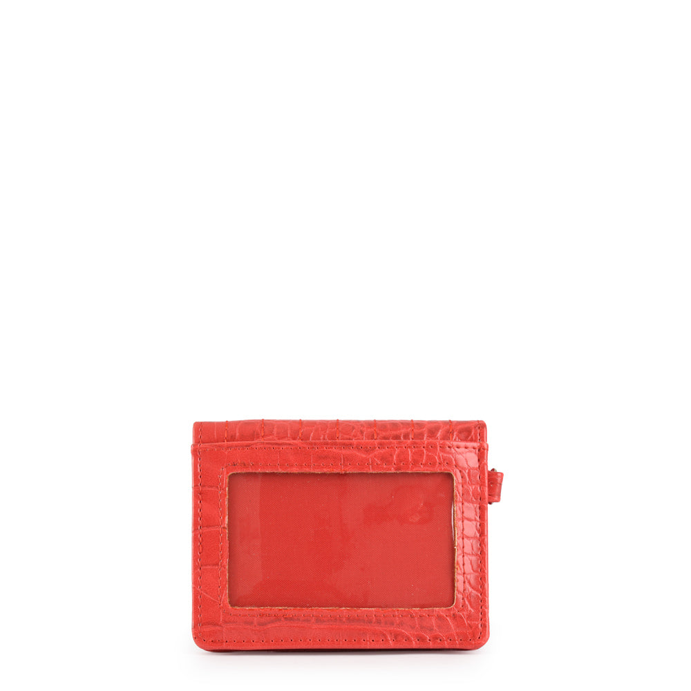 Tarjetero con ventana odzun pequeña rojo