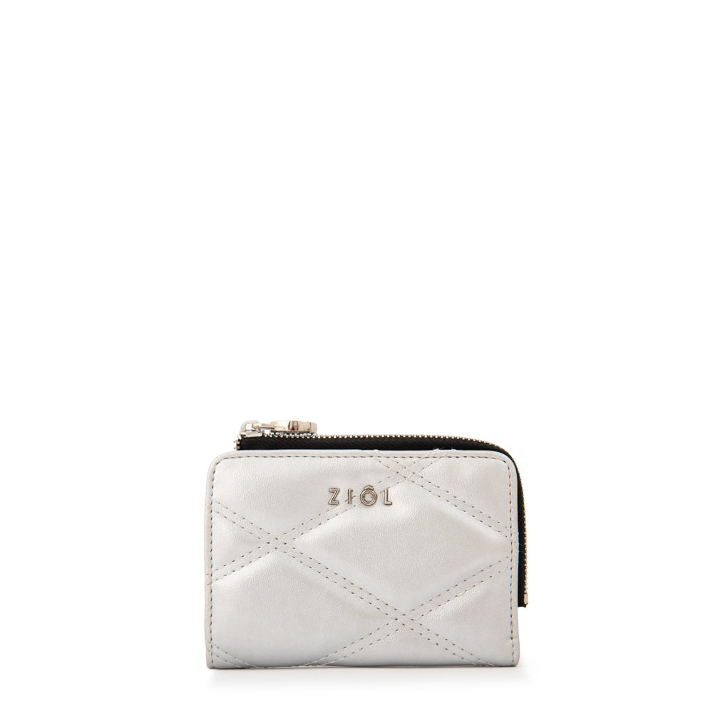 billetera cierre exterior pequeña elvira plateado