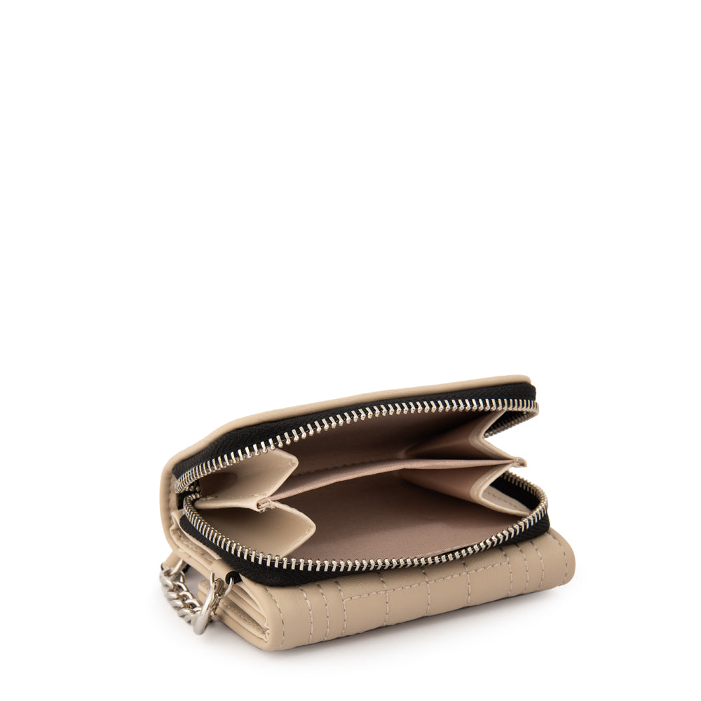 billetera cierre exterior pequeña nay beige