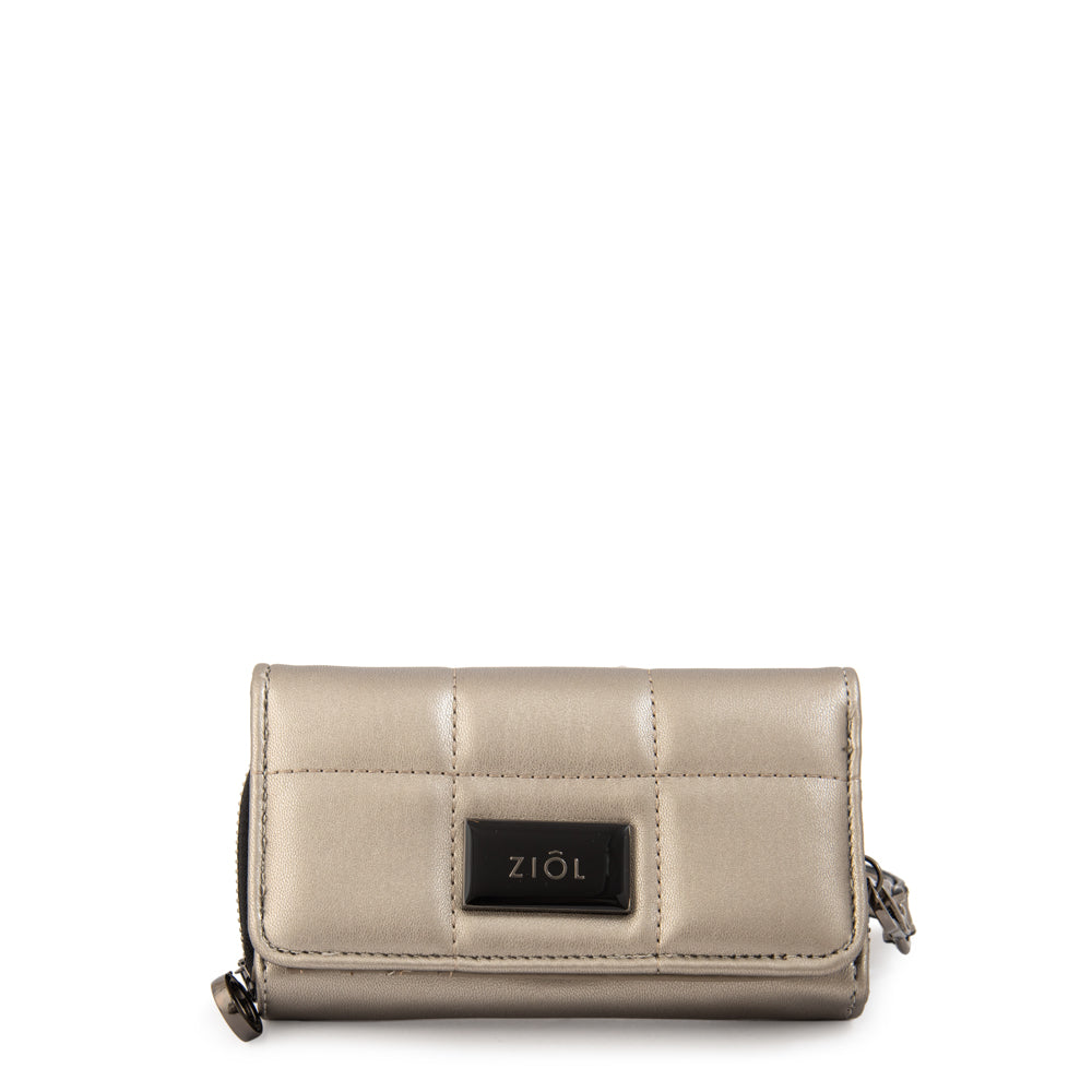 billetera cierre exterior mediana tanya plateado oscuro