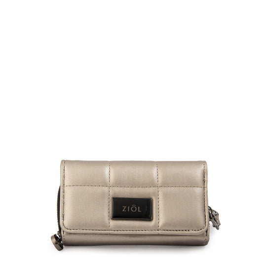 billetera cierre exterior mediana tanya plateado oscuro