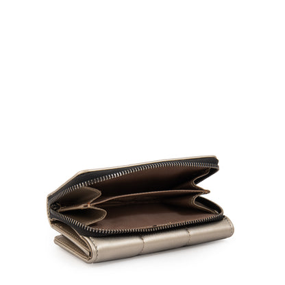 billetera cierre exterior mediana tanya plateado oscuro