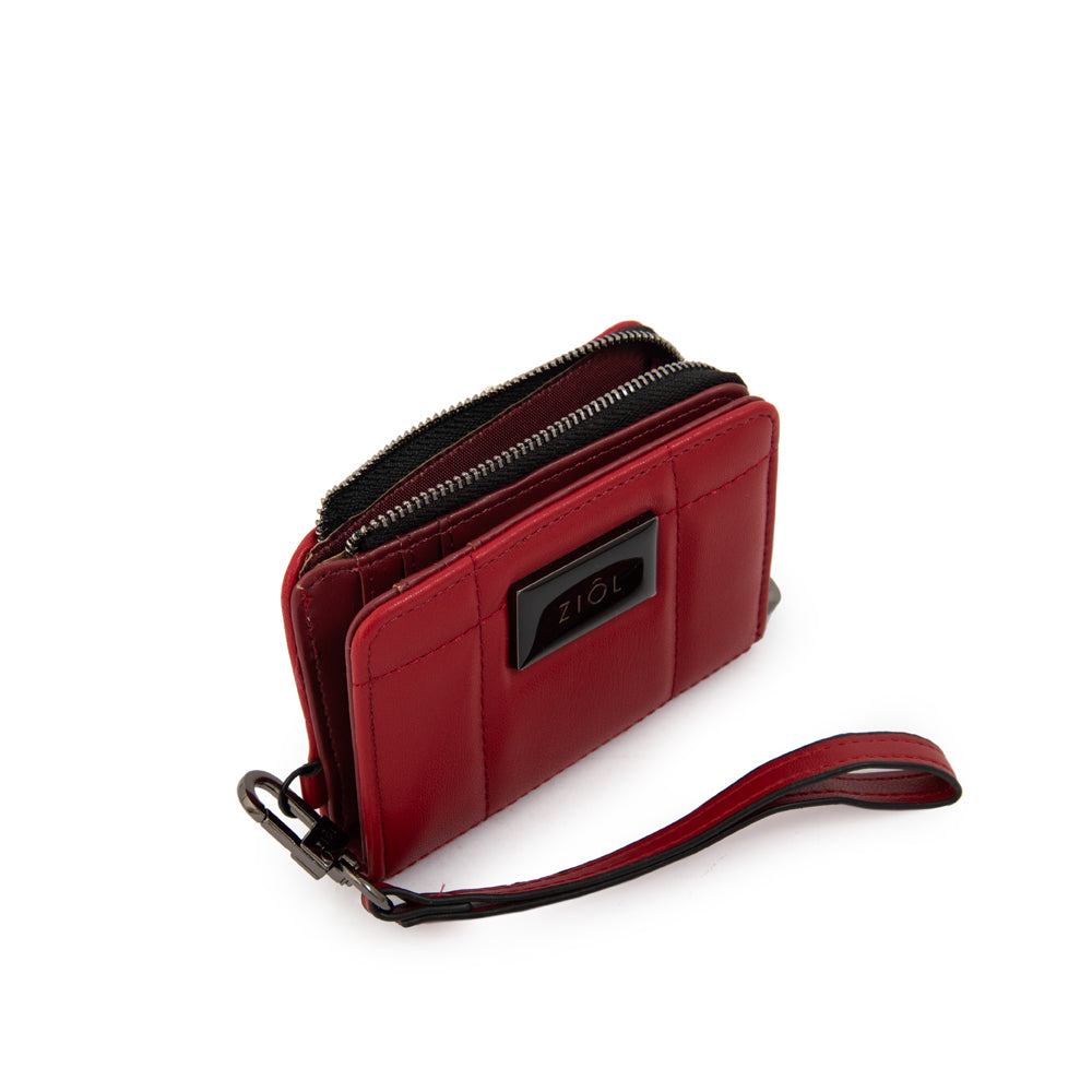 billetera cierre exterior pequeña tanya rojo