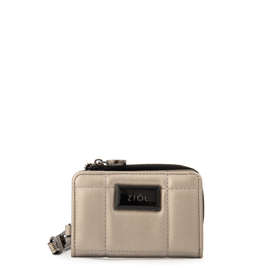 billetera cierre exterior pequeña tanya plateado oscuro