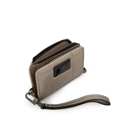 billetera cierre exterior pequeña tanya plateado oscuro