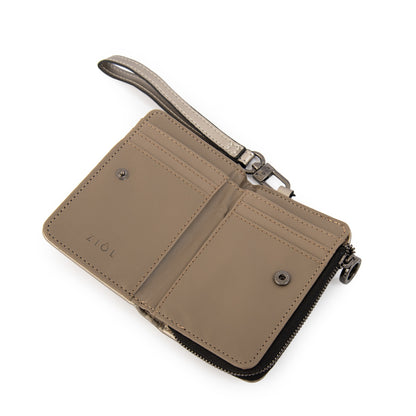 billetera cierre exterior pequeña tanya plateado oscuro